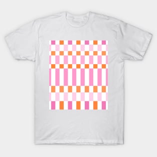 Pink and Orange Checkered Pattern T-Shirt